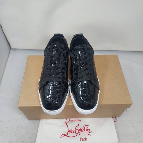 Christian Louboutin MENS Rantulow Orlato Crocodile Black Patent Sneaker - Picture 7 of 10